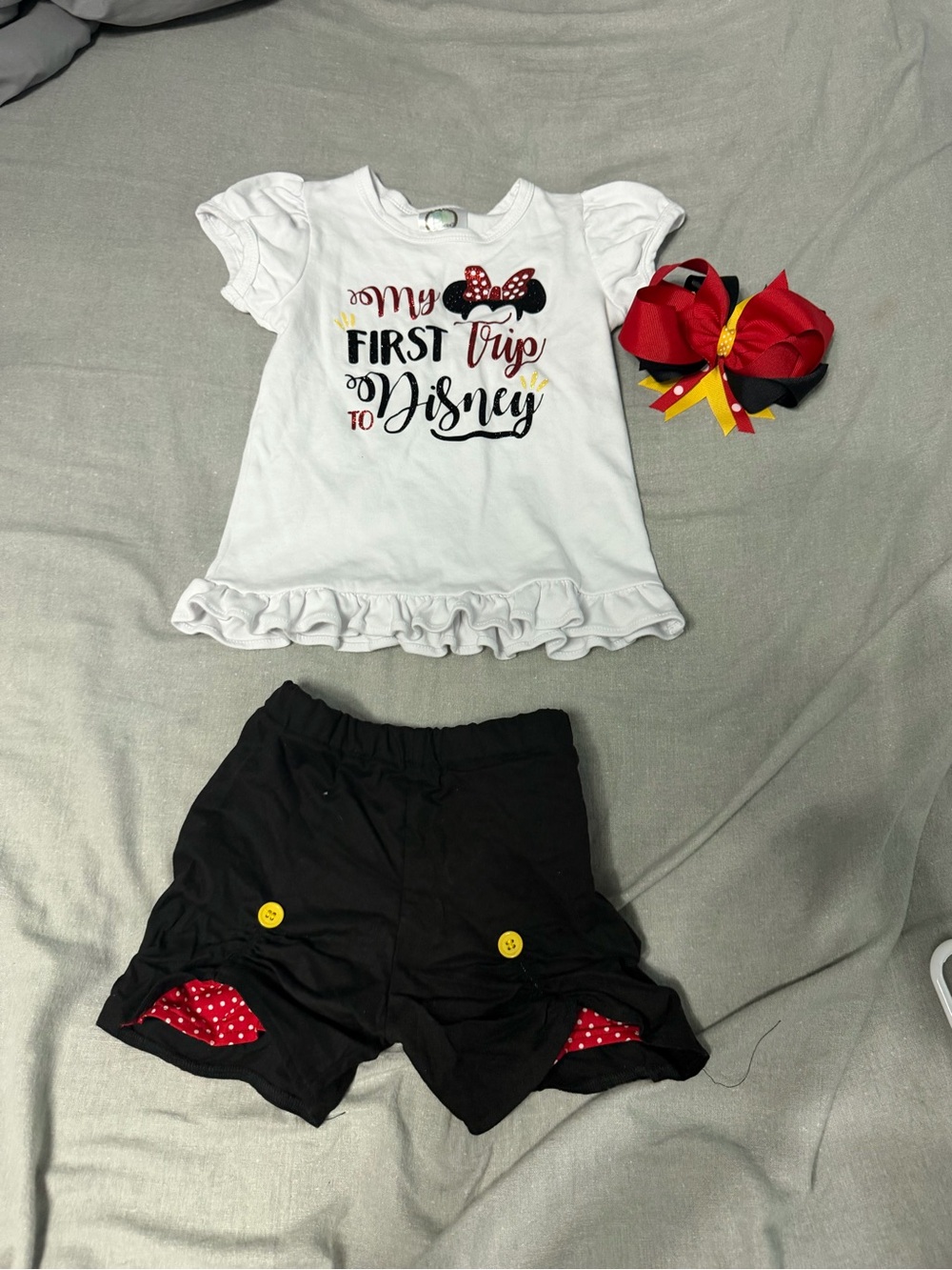 Disney White "My First Trip to Disney" Ruffle Tee for Kids